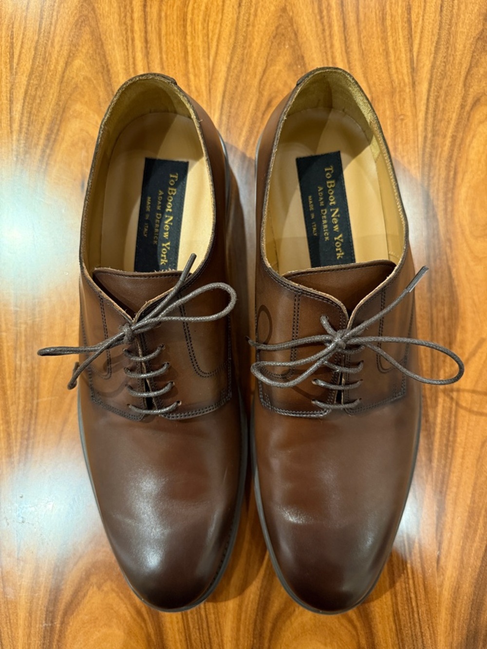 To Boot Brown Leather Plain-Toe Derby Shoes